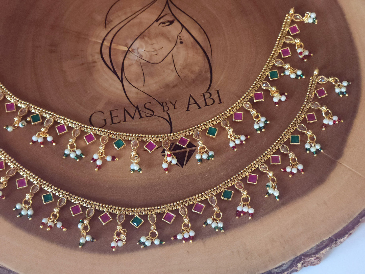 Simple Anklets with hanging pearls