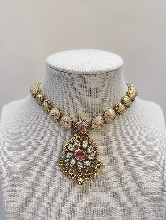 Kundan Enamel Necklace Set