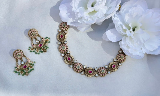 Kundan Enamel Necklace Set