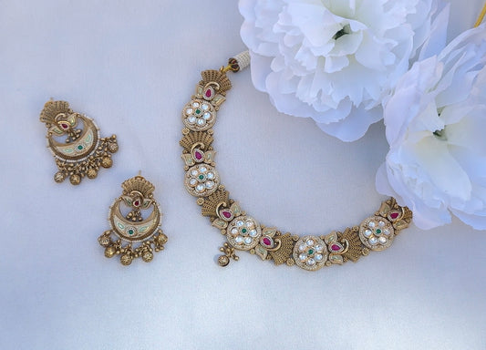 Kundan Enamel Necklace Set