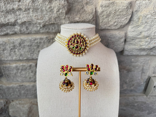 Araku choker set with lotus jumka