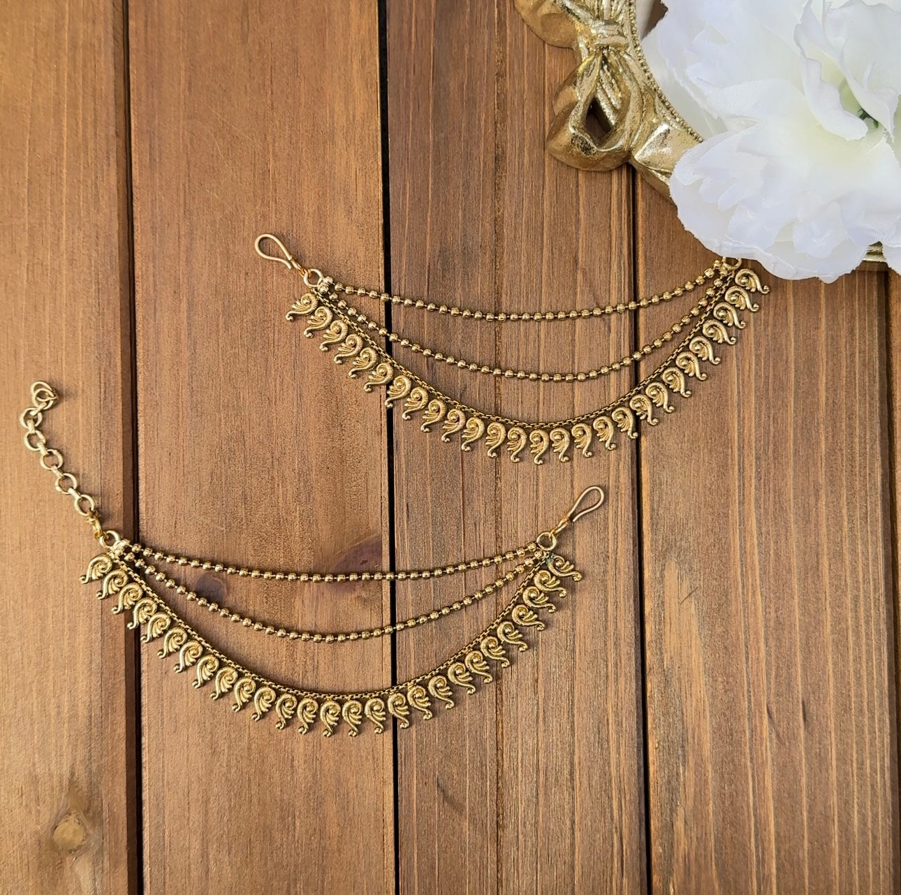 3 Layer Gold Shell Ear Chain