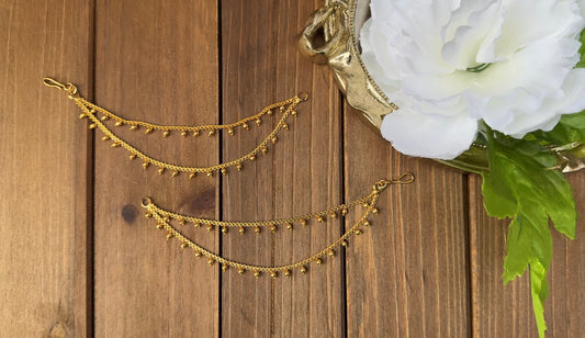 2 Layer Hanging Pearl Ear Chain