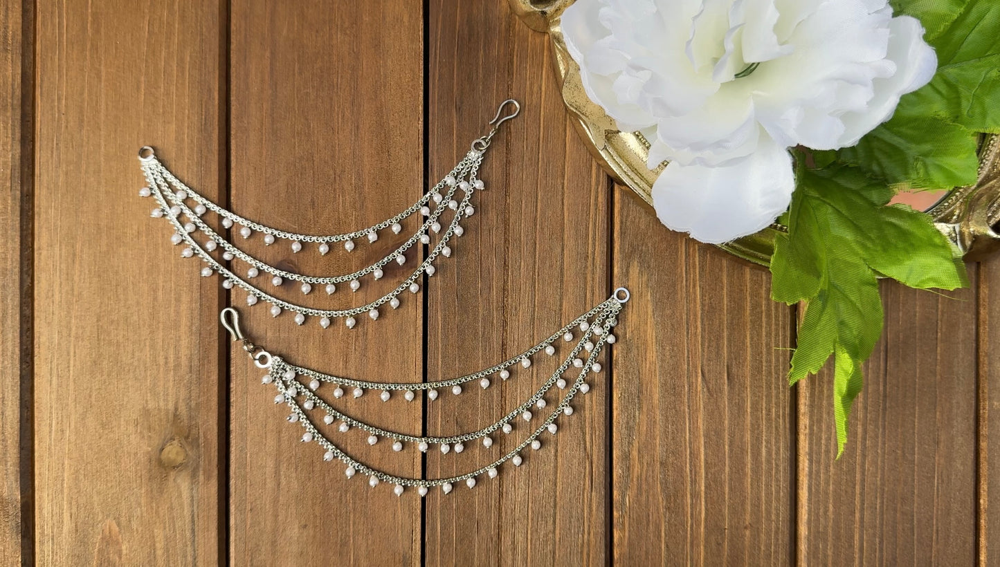 3 Layer Hanging Pearl Ear Chain