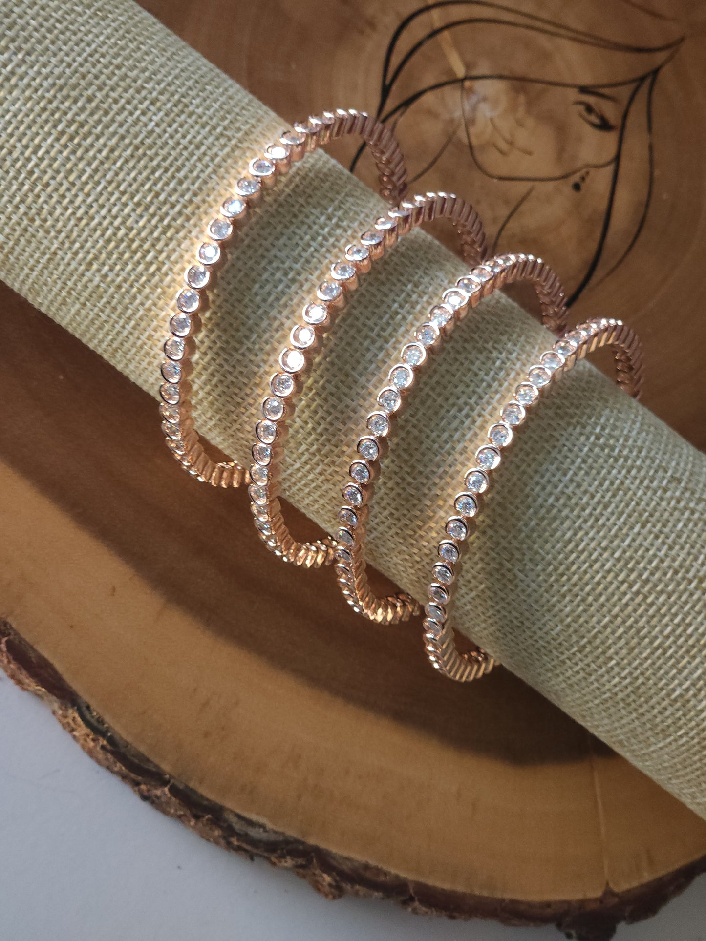 CZ Rose Gold Bangles II