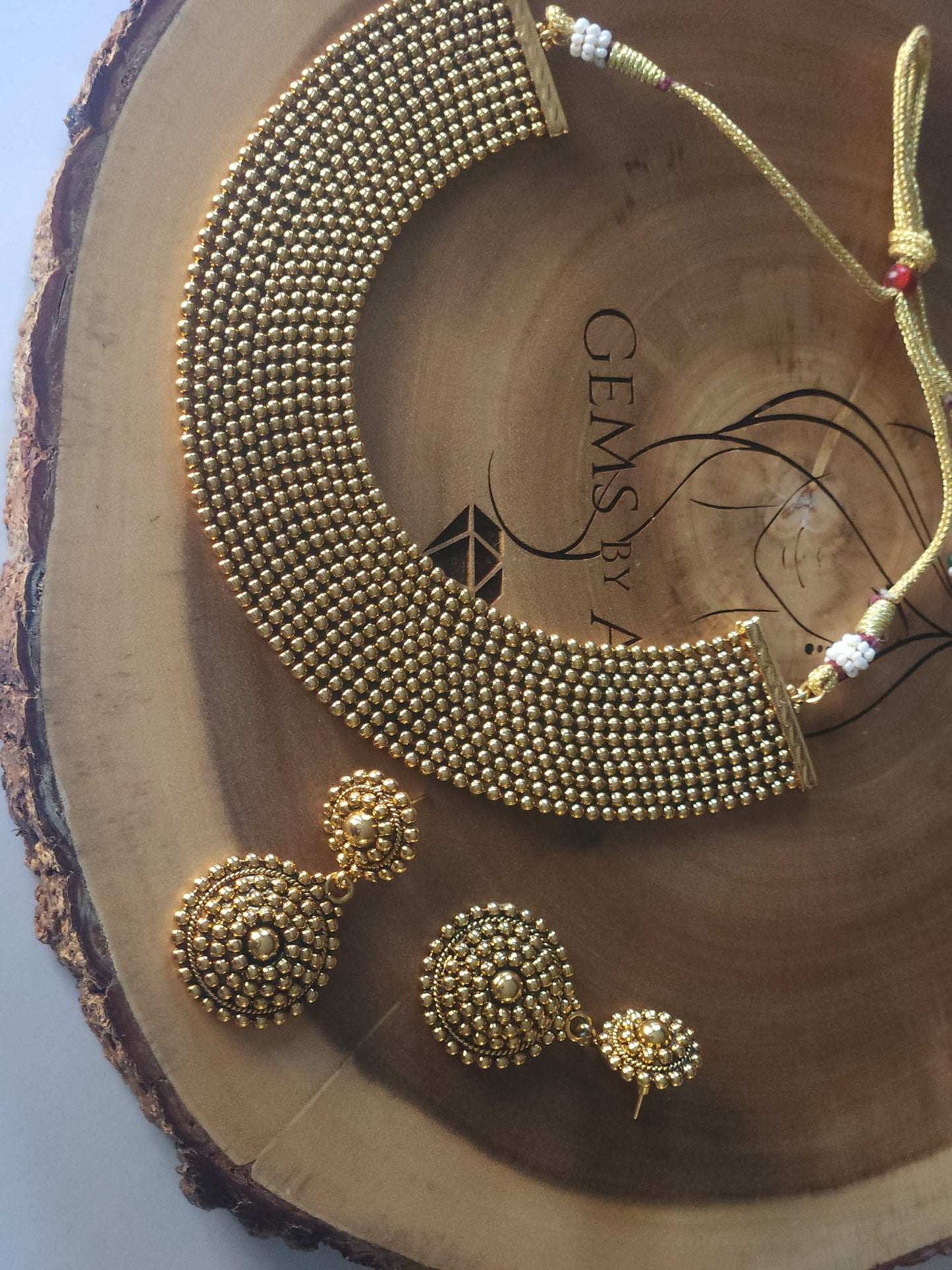 Antique Gold statement necklace set