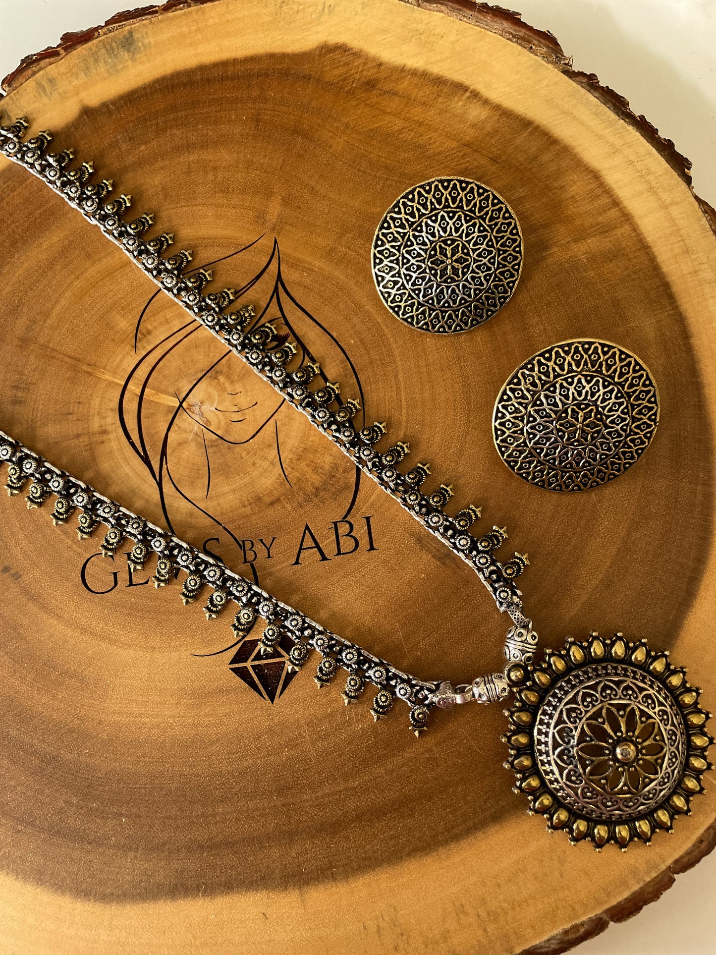 Oxidized Silver/Gold Necklace Set