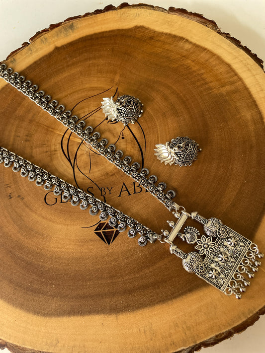 Oxidized Silver Necklace Set