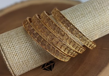 Antique Gold Matte finish Bangle Set