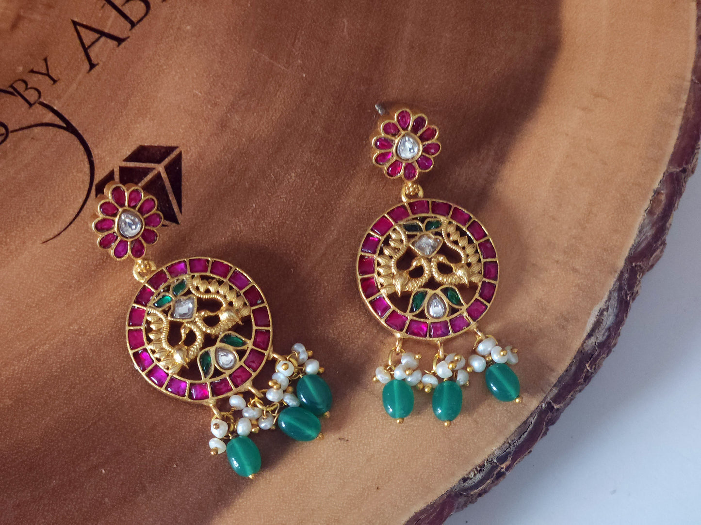 Jadau drop earrings