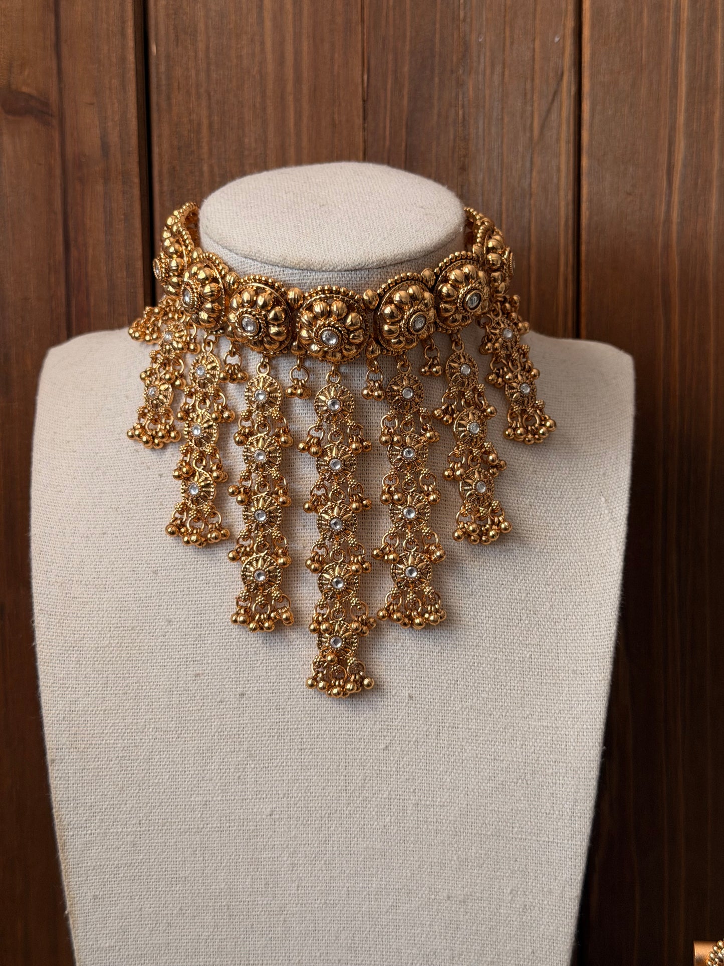 Antique Gold Waterfall Choker