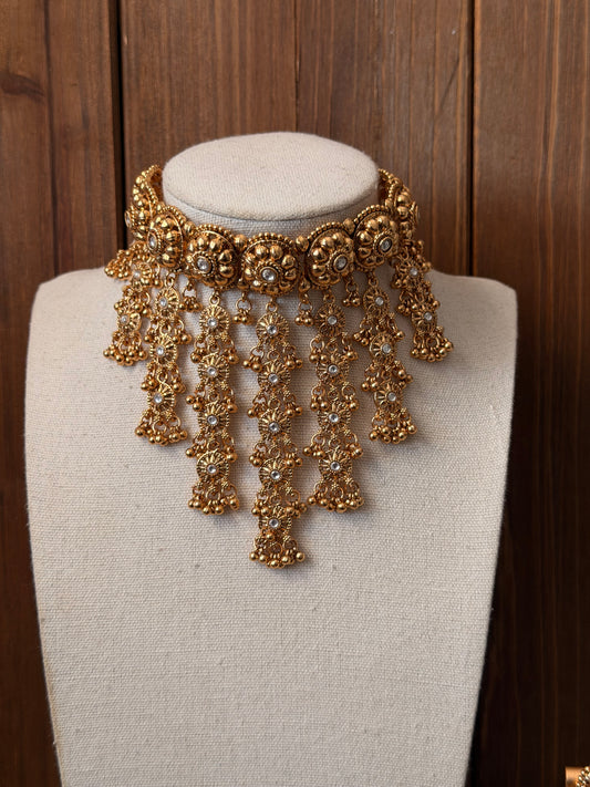 Antique Gold Waterfall Choker