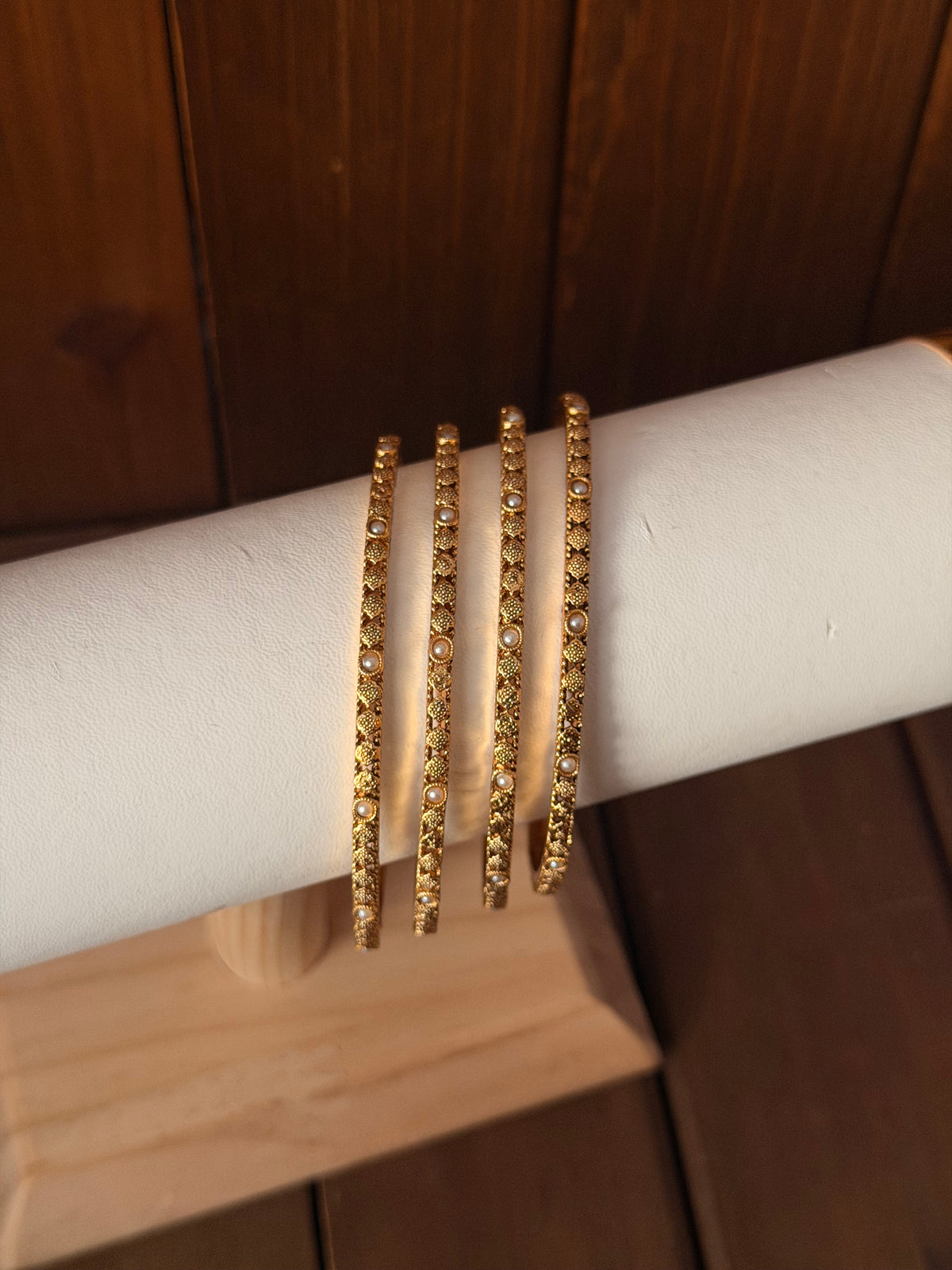 Simple matte gold bangles
