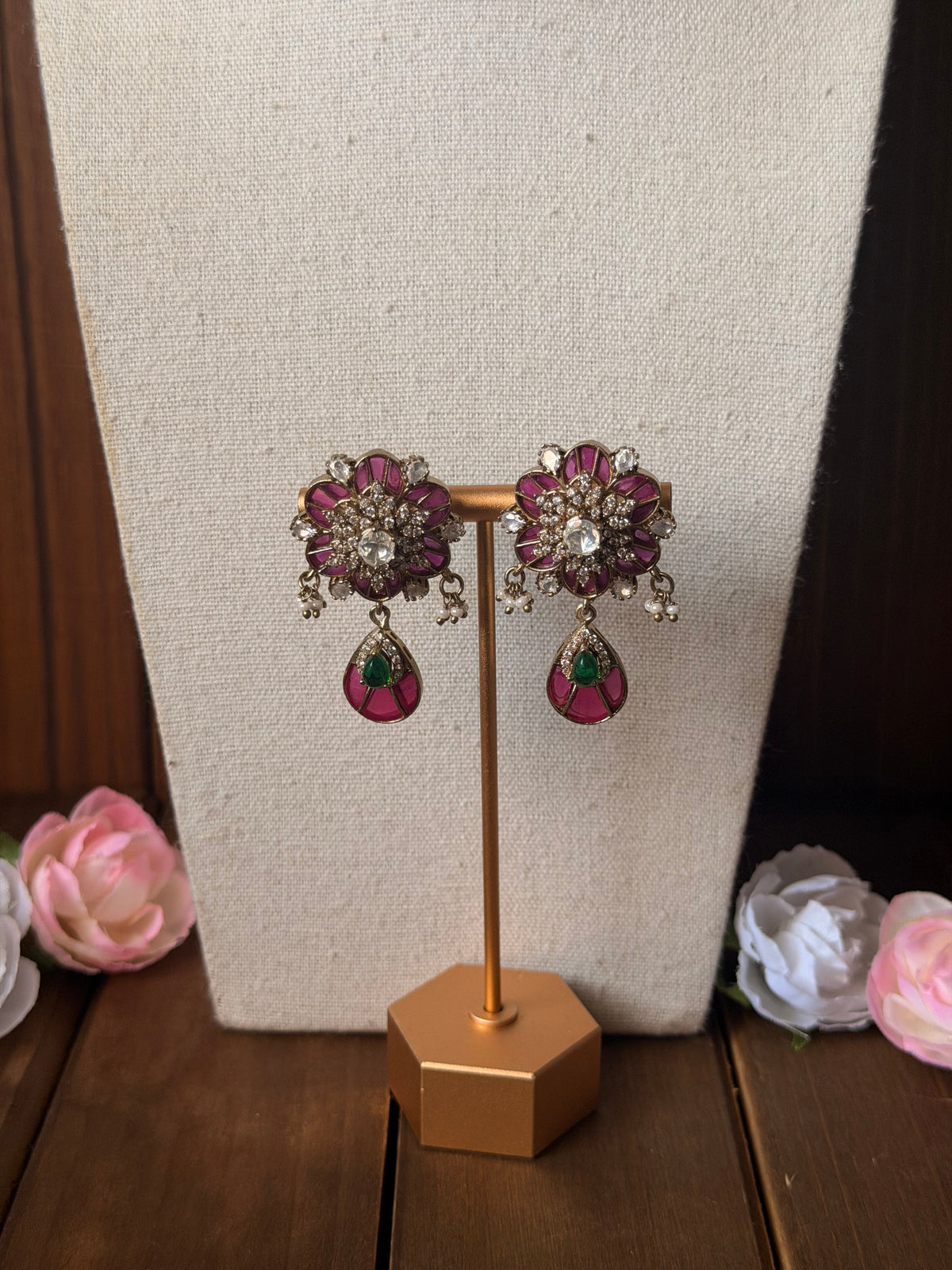 Uncut Polki Flower Set