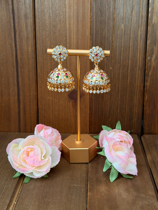 Large Magenta and Green Impoun Jhumkis