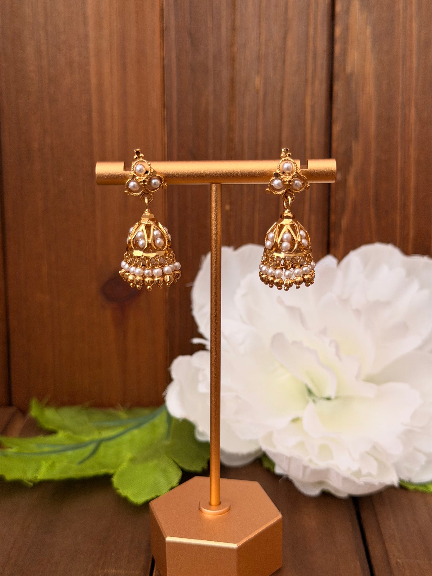 Micro plated pearl jumka