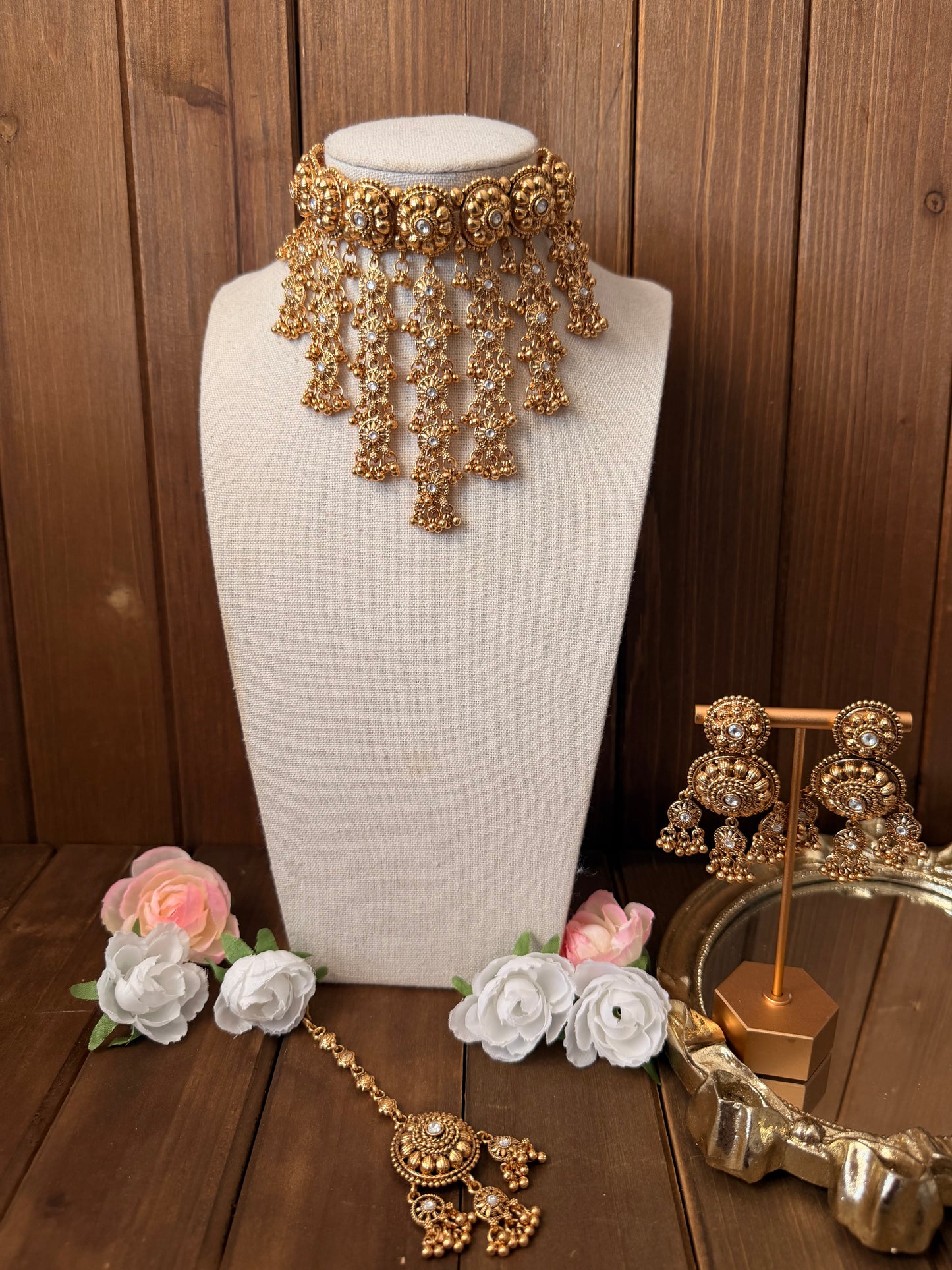 Antique Gold Waterfall Choker