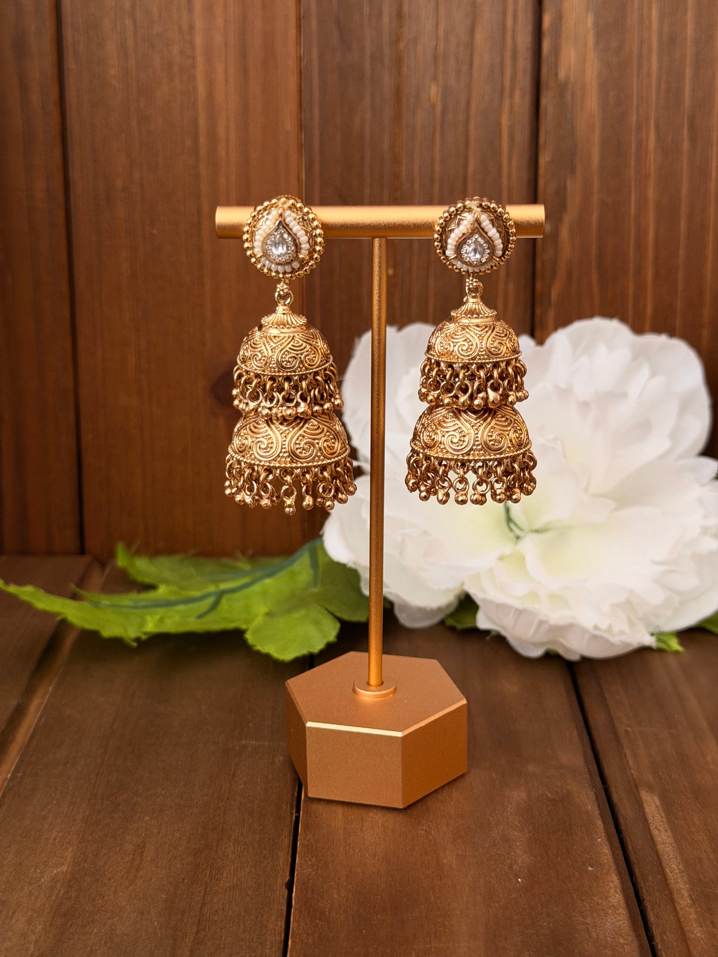 Antique double drop jumka