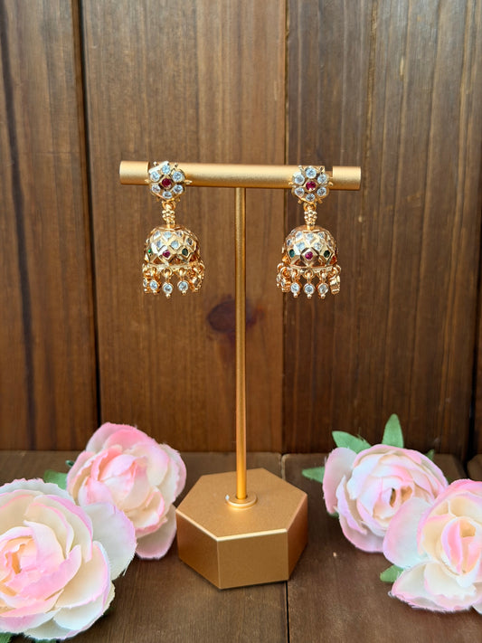 Small Magenta and Green Impoun Jhumkis