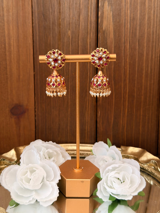 Small Magenta Impoun Jhumkis