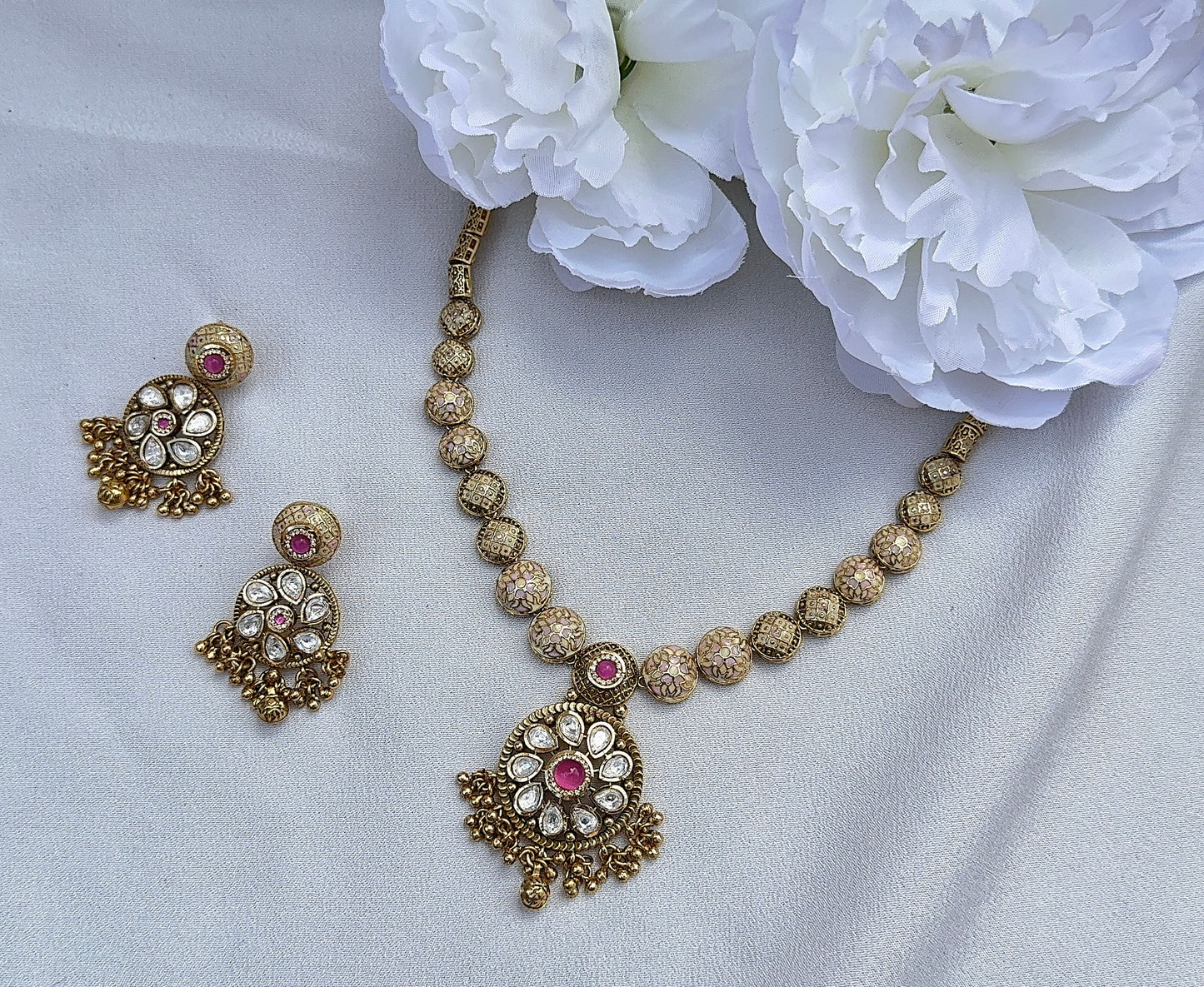Kundan Enamel Necklace Set