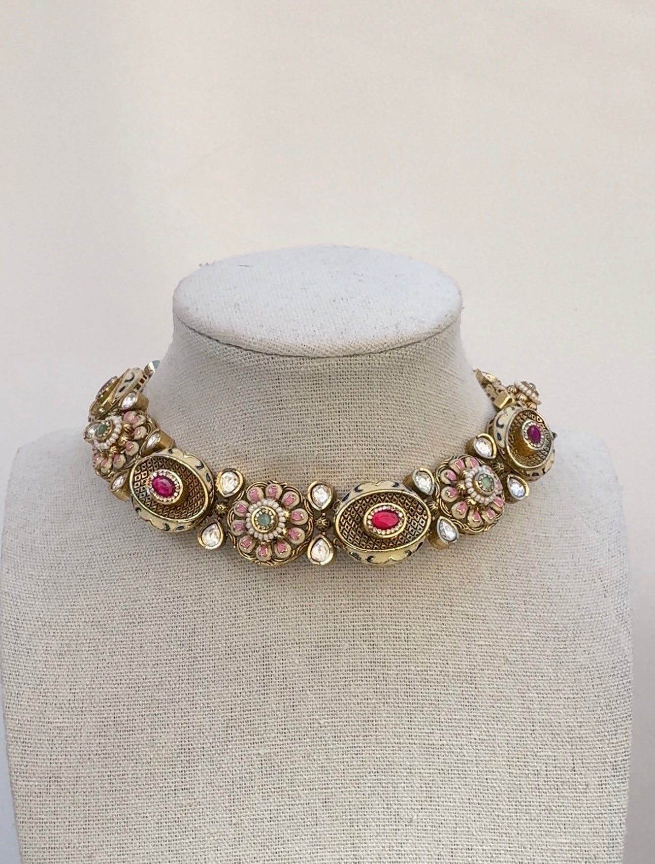 Kundan Enamel Necklace Set