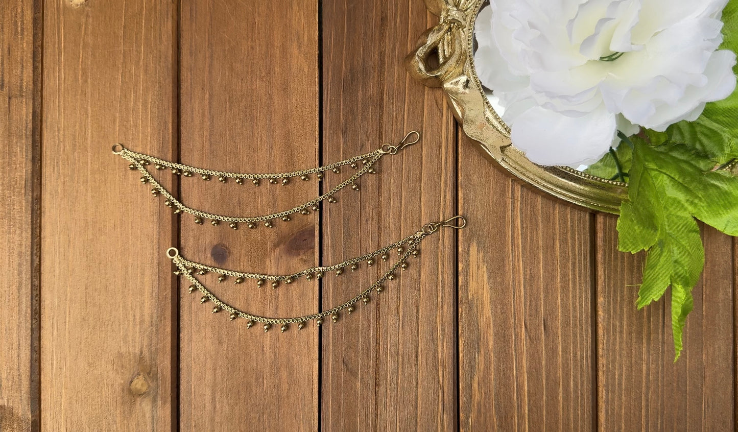 2 Layer Hanging Pearl Ear Chain