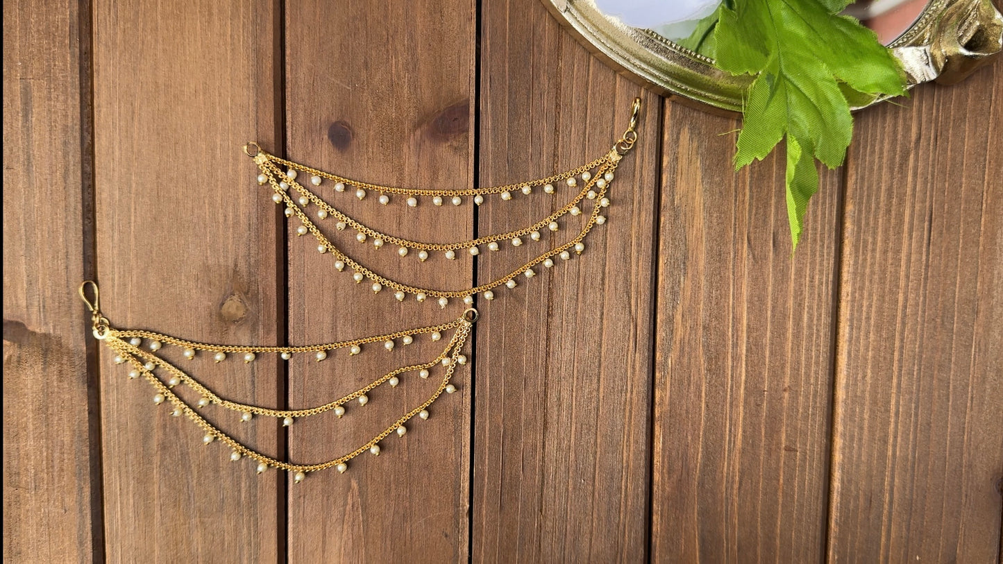 3 Layer Hanging Pearl Ear Chain