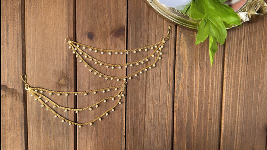 3 Layer Hanging Pearl Ear Chain