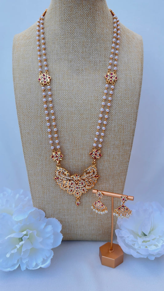 Large Magenta Pathakam Necklace Set