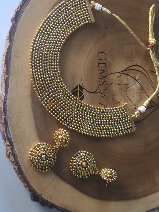 Antique Gold statement necklace set