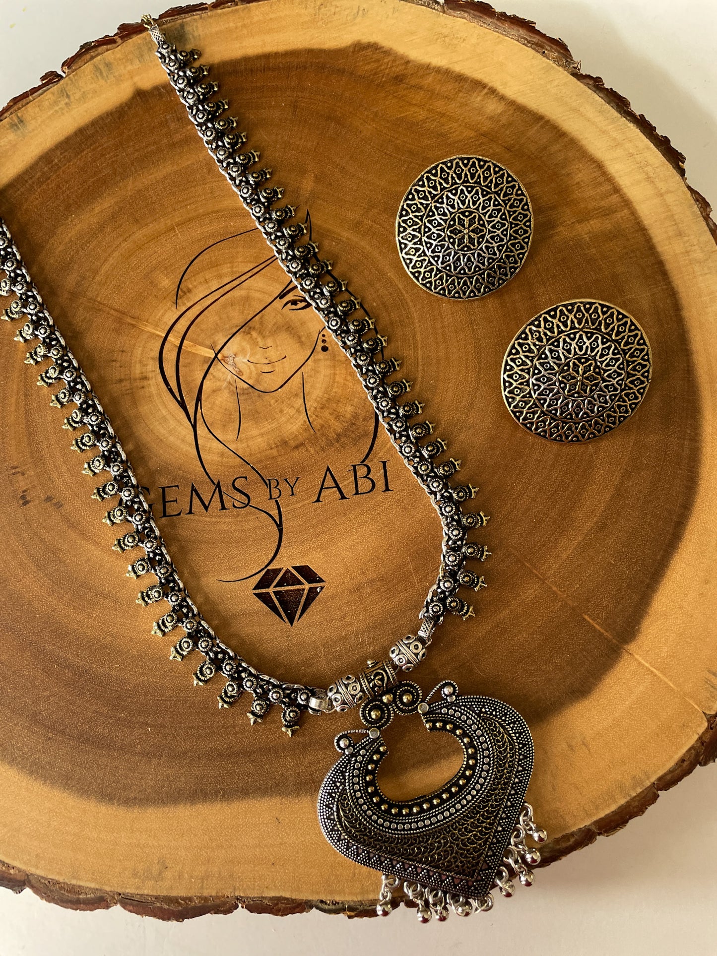 Oxidized Silver/Gold Necklace Set