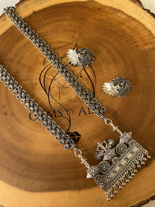 Oxidized Silver Necklace Set