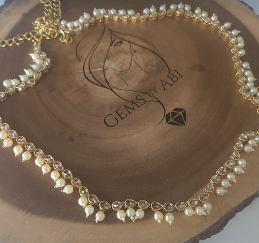 Polki Waist chain with hanging pearls